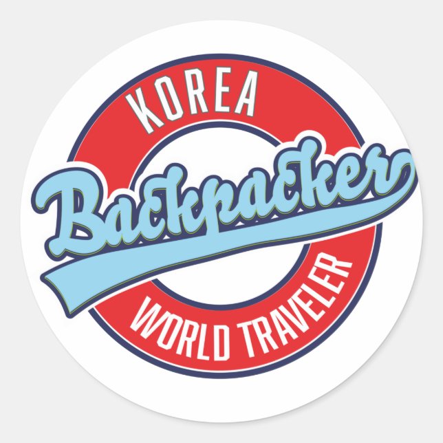 Peru backpacker world traveler logo. classic round sticker (Front)