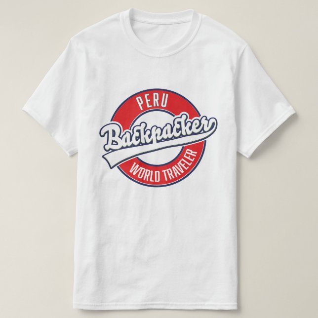 Peru backpacker world traveler logo. T-Shirt (Design Front)