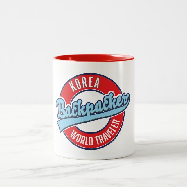 Peru backpacker world traveler logo. Two-Tone coff Coffee Mug (Center)