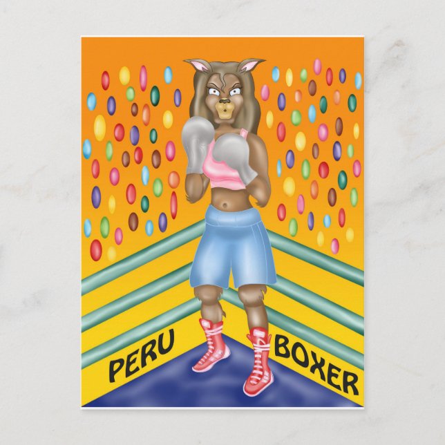 Peru boxer, alpaca character design postcard (Front)