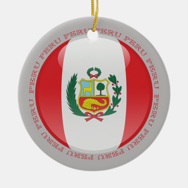 Peru Bubble Flag Ceramic Ornament (Front)