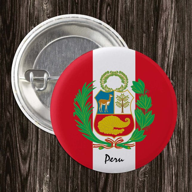 Peru button, patriotic Peruvian Flag fashion Button (Creator Uploaded)