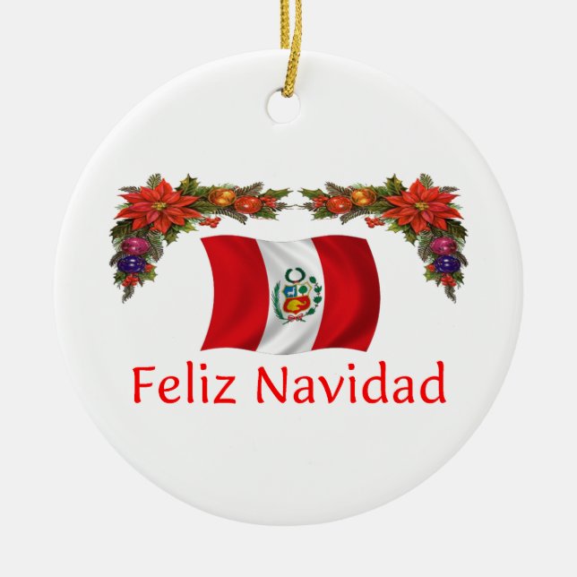 Peru Christmas Ceramic Ornament (Front)