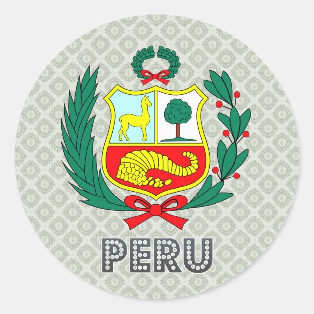 Peru Coat of Arms Classic Round Sticker (Front)