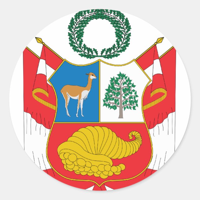 Peru Coat Of Arms Classic Round Sticker (Front)