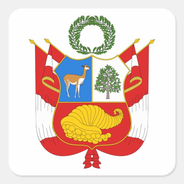 Peru Coat of Arms Square Sticker (Front)
