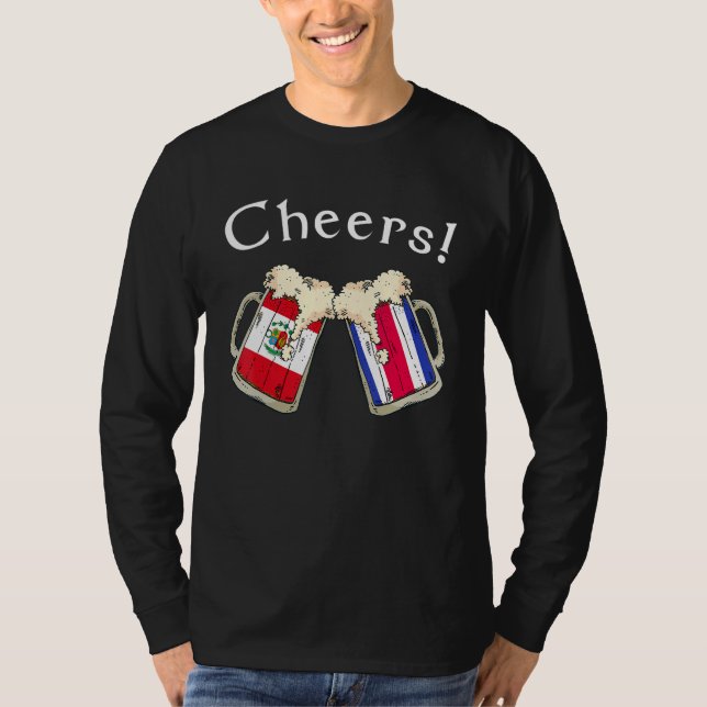 Peru Costa Rica Flag Cheers Beer Grown Patriot Cou T-Shirt (Front)