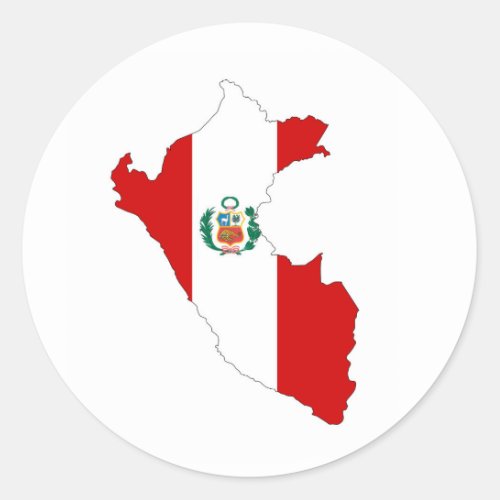 peru country flag shape map symbol classic round sticker