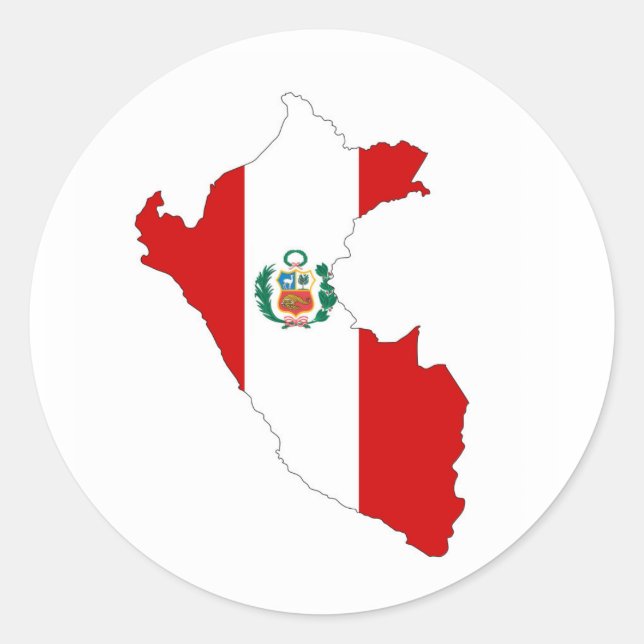 peru country flag shape map symbol classic round sticker (Front)