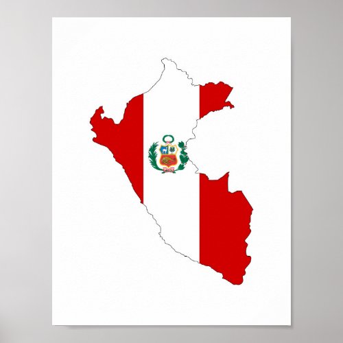 peru country flag shape map symbol poster