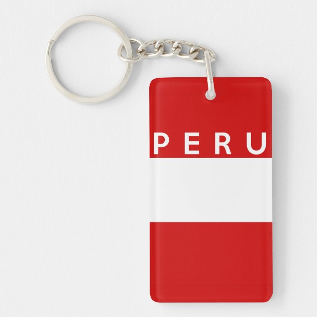 peru country flag symbol name text keychain (Front)