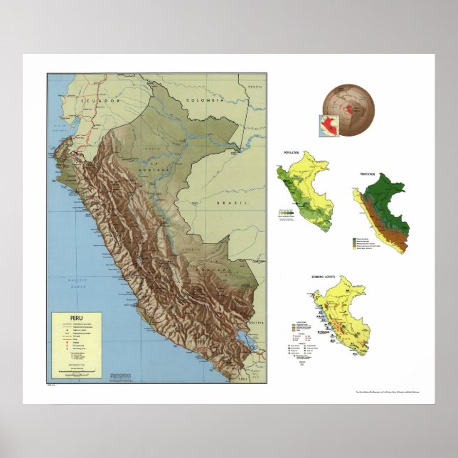 Peru Detailed Map 1970 Poster (Front)