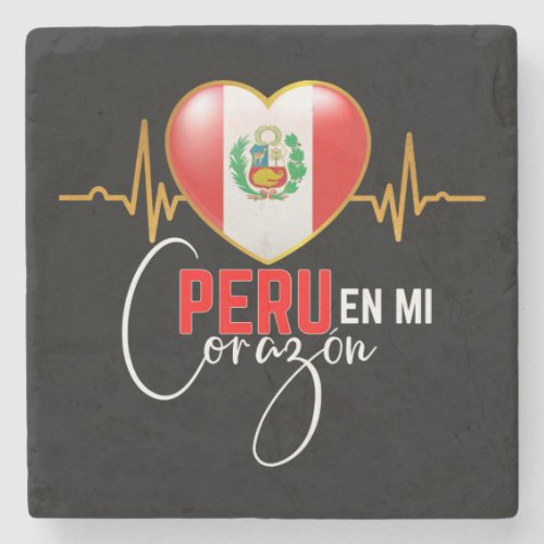 Peru en el Corazon Peruvian Pride  Stone Coaster