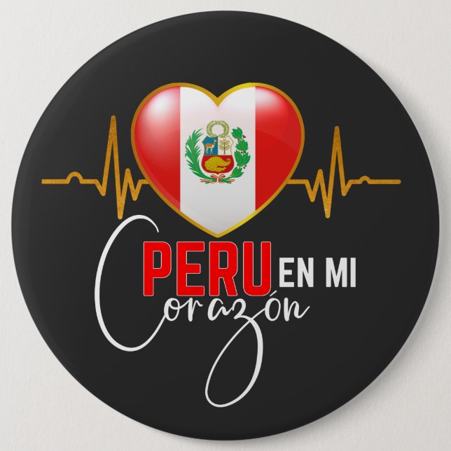 Peru en mi Corazon Peruvian Pride  Button (Front)