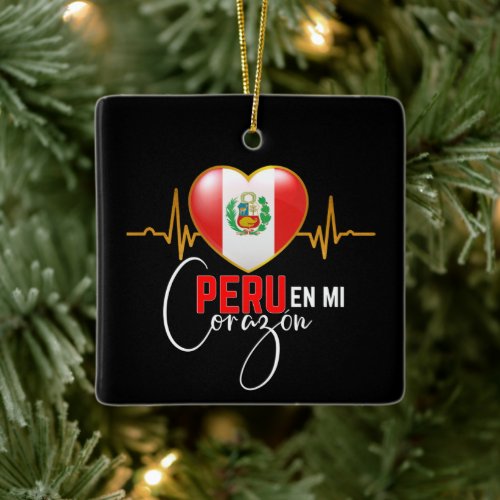 Peru en mi Corazon Peruvian Pride  Ceramic Ornament