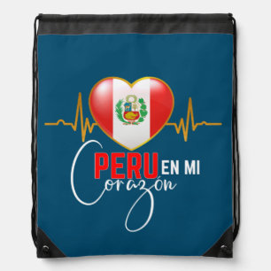 Peru en mi Corazon Peruvian Pride Drawstring Bag