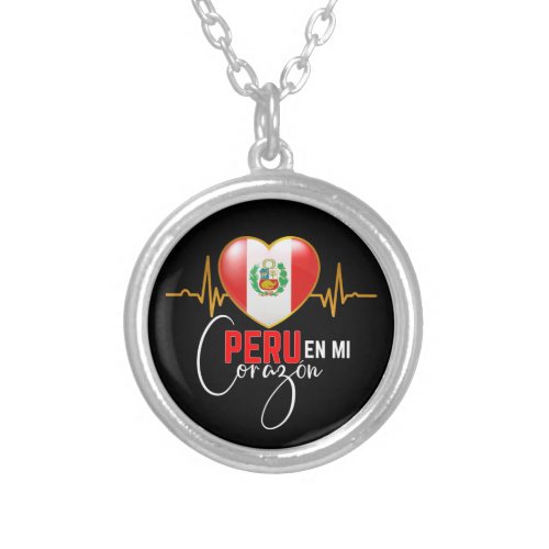 Peru en mi Corazon Peruvian Pride  Silver Plated Necklace