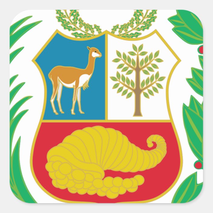 Peru - Escudo Nacional (National Emblem) Square Sticker | Zazzle.com