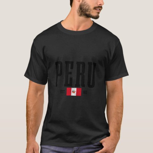 Peru Est 1821 Peruvian Flag Roots Pride Peru  T_Shirt