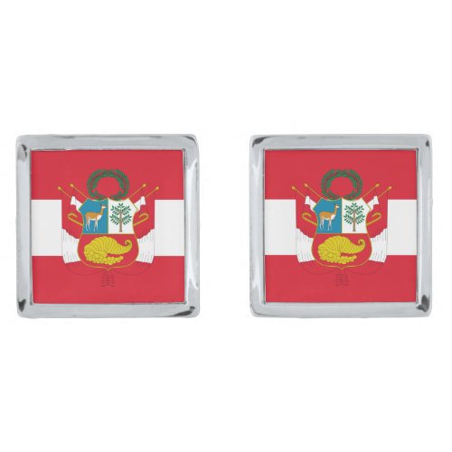 Peru Flag and Coat Of Arms Patriotic Cufflinks