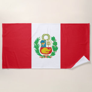 Peru Flag Beach Towel