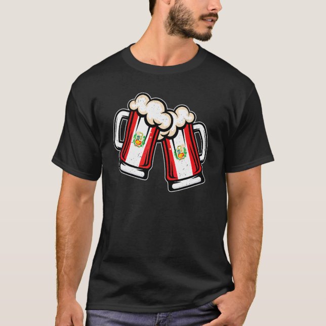 Peru Flag Beer Mug   Cool Peruvian Beer T-Shirt (Front)