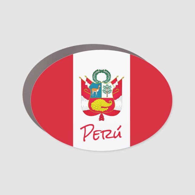 Peru Flag Car Magnet (Front)