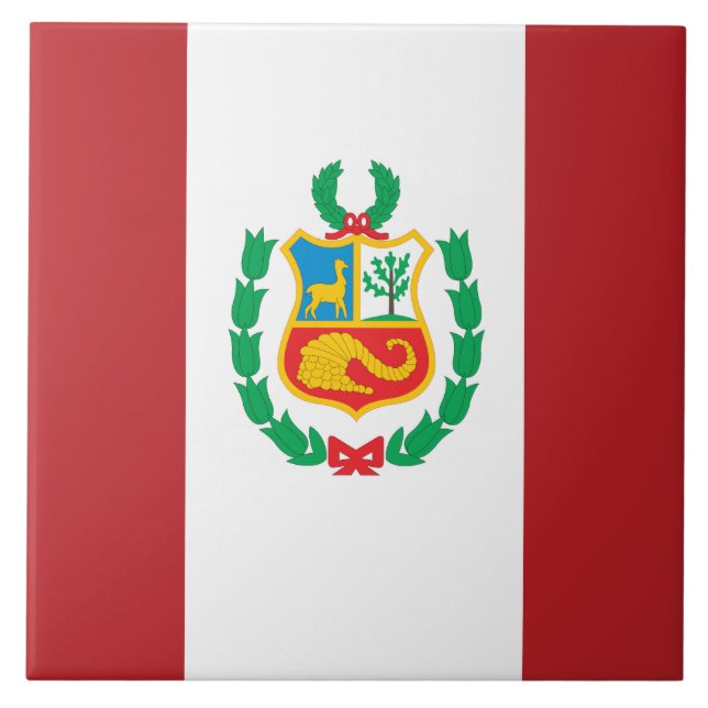 Peru Flag Ceramic Tile (Front)