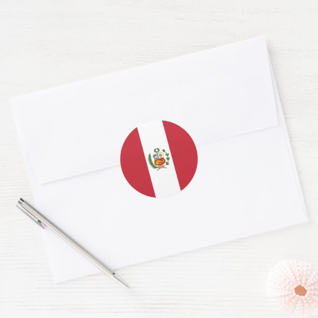 Peru flag classic round sticker (Envelope)