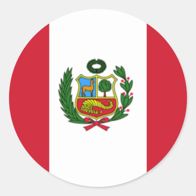 Peru flag classic round sticker (Front)