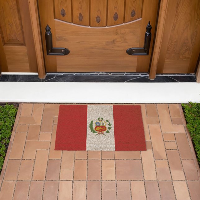 Peru flag fiber doormat (Insitu (Outdoor))