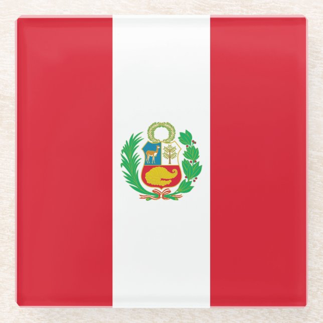 Peru Flag Glass Coaster (Front)