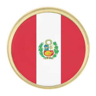 Peru Flag Gold Finish Lapel Pin