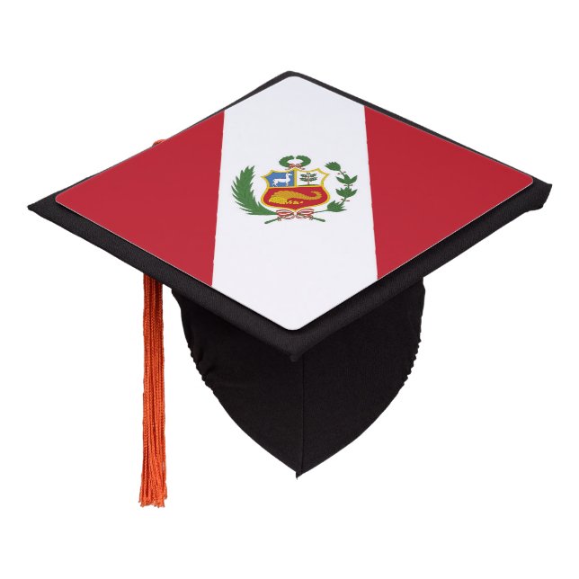 Peru flag graduation cap topper (Angled)