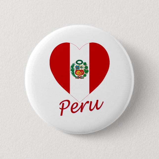 Peru Flag Heart Button (Front)