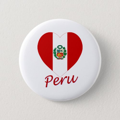 Peru Flag Heart Button