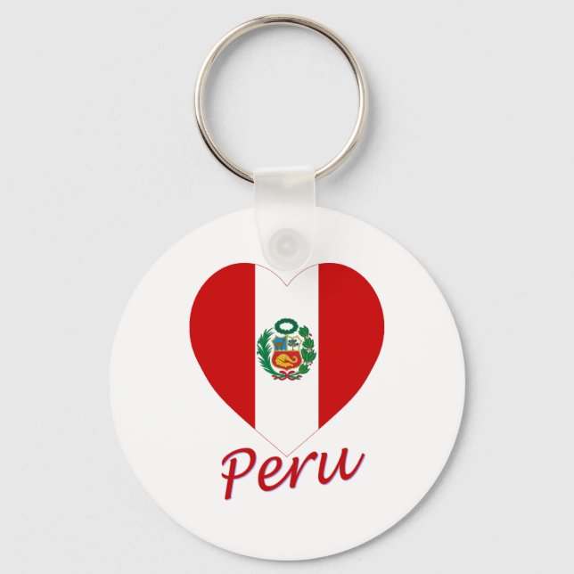 Peru Flag Heart Keychain (Front)