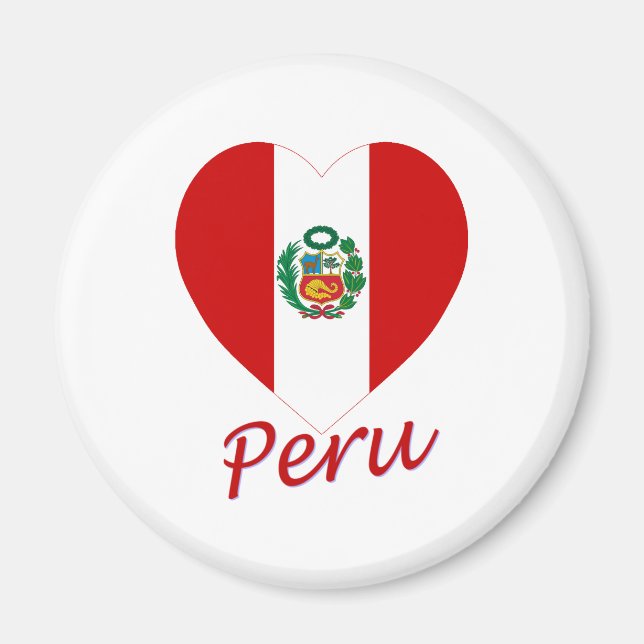 Peru Flag Heart Magnet (Front)