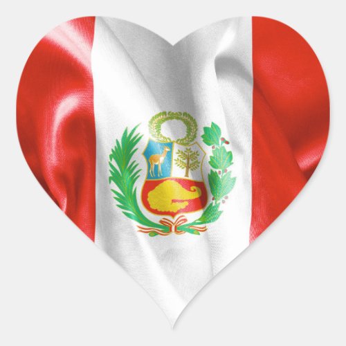 Peru Flag Heart Shaped Sticker
