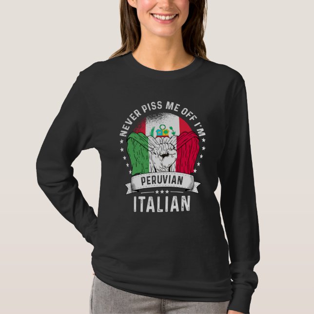 Peru Flag Italy Grown Humor Citizen Pride T-Shirt (Front)