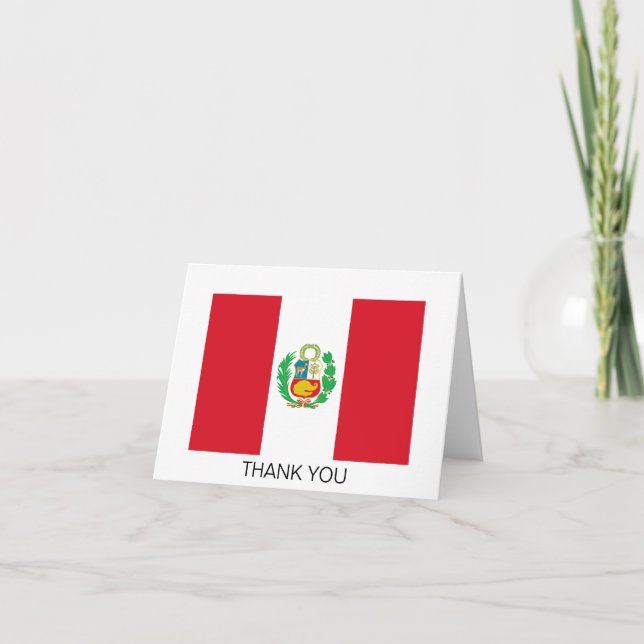 Peru Flag Letterpress Thank You Card (Front)