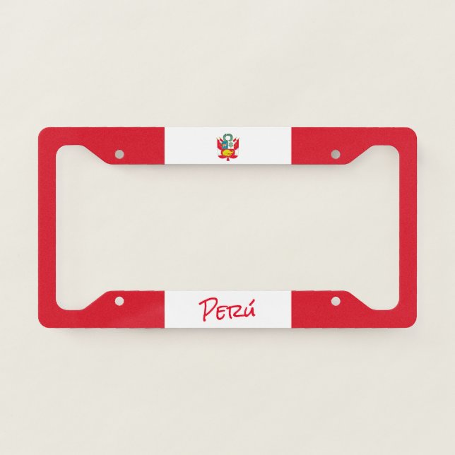 Peru Flag License Plate Frame (Front)