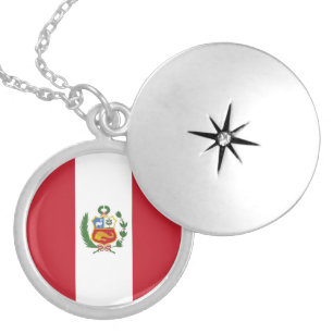 Peru flag locket necklace