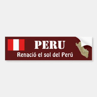Peru Flag + Map Bumper Sticker