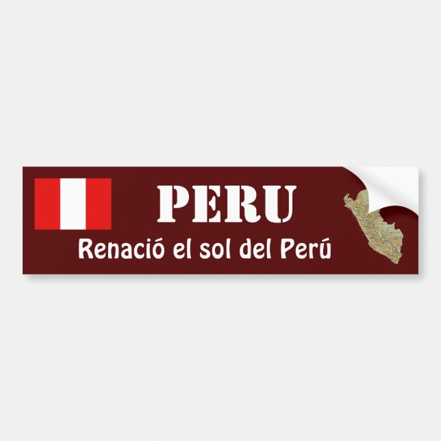 Peru Flag + Map Bumper Sticker (Front)