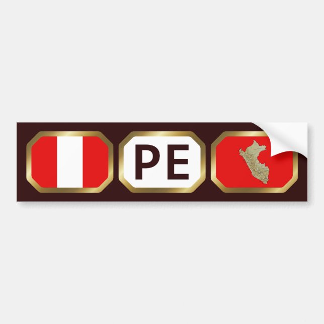 Peru Flag Map Code Bumper Sticker (Front)