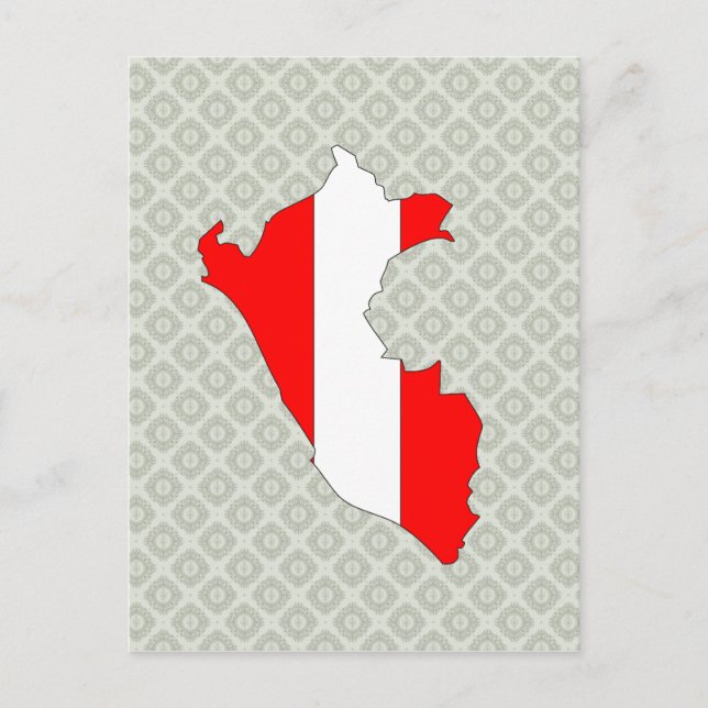 Peru Flag Map full size Postcard (Front)