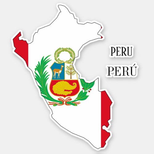Peru Flag Map Sticker