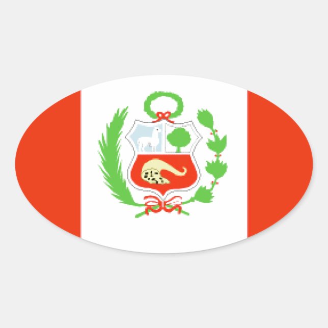 Peru Flag Oval Sticker (Front)