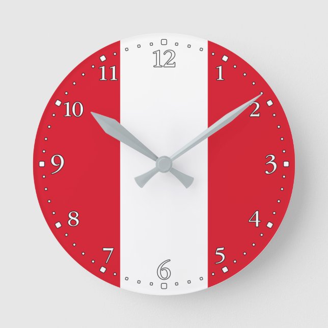 Peru Flag Round Clock (Front)